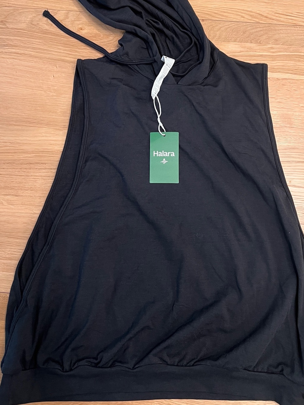 Halara Women's Black Sleeveless Hoodie Tank, size medium long